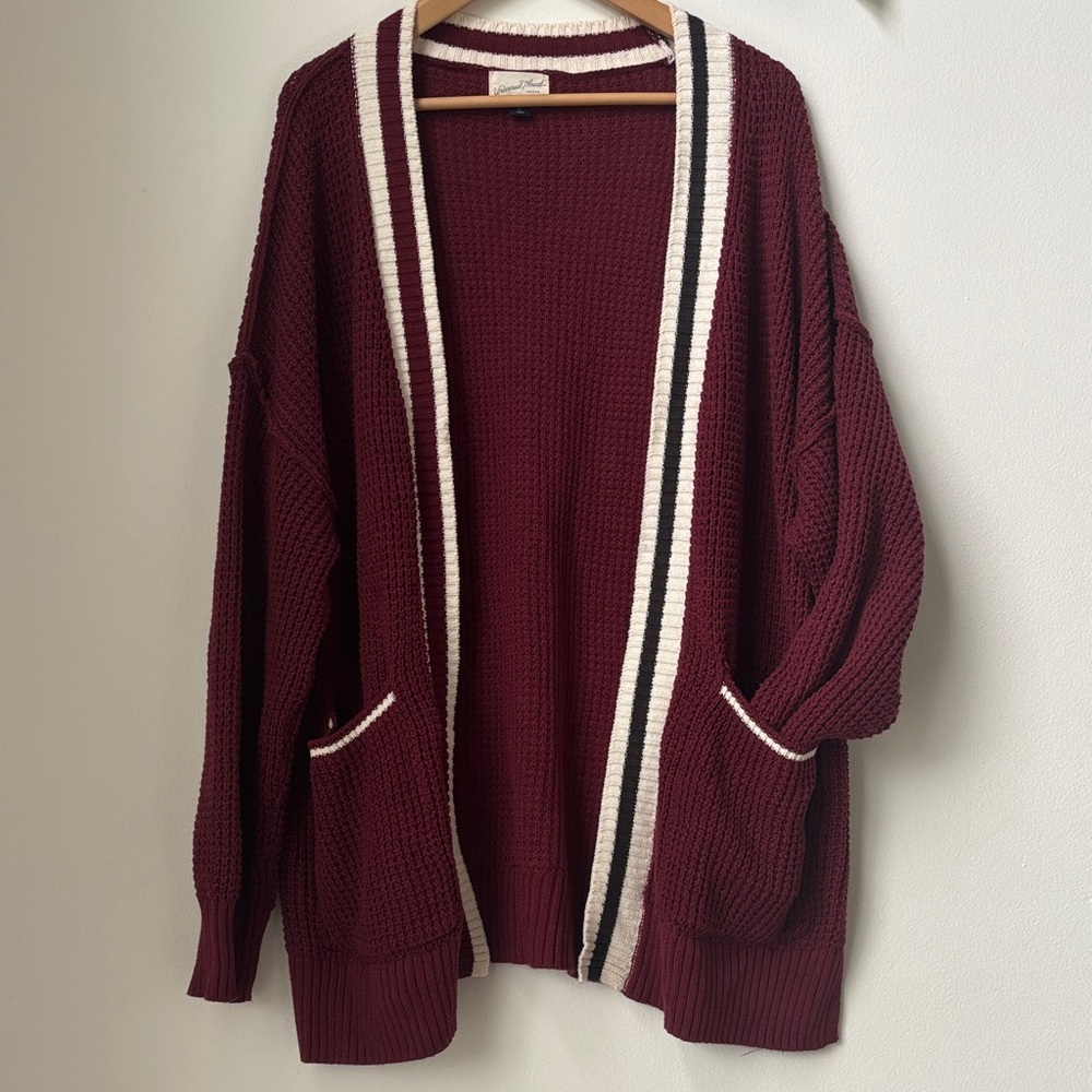 Universal Thread Burgundy Open-Front Cardigan Letterman’s Sweater, Women’s XL/1X